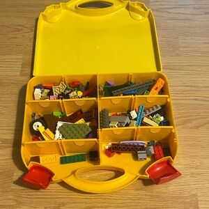 Lego Yellow Carry Case with Multicolor Bricks